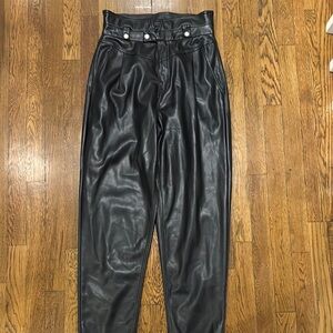 Black Faux Leather High-Waisted Pants